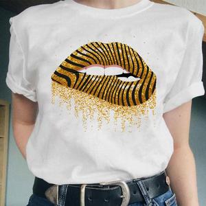 Camiseta <span class=keywords><strong>de</strong></span> <span class=keywords><strong>Mujer</strong></span> con Cuello Redondo, Sexy, Creativa, Estampada, Informal, Holgada, <span class=keywords><strong>de</strong></span> Talla Grande, con Mangas Cortas y Gráfico <span class=keywords><strong>de</strong></span> Labios Besándose - Product Image 4