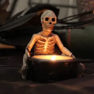Dernier style, vente en gros, haute qualité, décoration d'<span class=keywords><strong>Halloween</strong></span> personnalisée, deux squelettes humains avec porte-bougie - Product Image 5