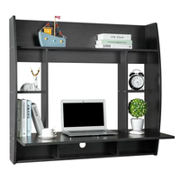 Bureau d'ordinateur mural flottant, table de bureau à domicile pour PC avec étagère de rangement, blanc