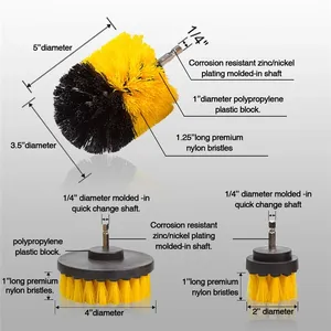 Kit de brosses de nettoyage électriques 2/3,5/4'' <span class=keywords><strong>pour</strong></span> <span class=keywords><strong>perceuse</strong></span>, 3 pièces/ensemble, brosses en nylon et <span class=keywords><strong>plastique</strong></span> <span class=keywords><strong>pour</strong></span> le nettoyage des roues, des tapis, du verre et des voitures - Product Image 4