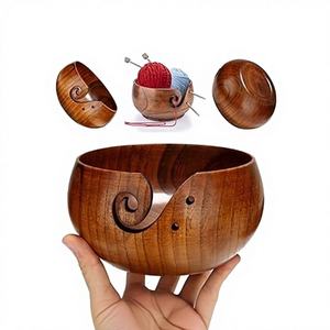 Support en bois de luxe pour pelotes de laine et bols, pour le tricot et le crochet, organisateur de rangement décoratif écologique - Product Image 1