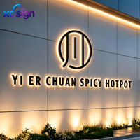 Enseigne publicitaire/de décoration murale 3D rétroéclairée avec logo personnalisé en acier inoxydable LED IP65, transformateur AC, prise murale, télécommande pour bureau