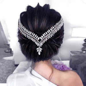 甜美的婚礼公主水钻新娘头带水晶前额链和藤蔓发梳，适合女孩舞会 - Product Image 6