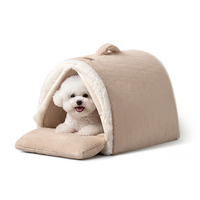 Coussin orthopédique chaud pour chien avec mousse, oreiller amovible, poignée pliable, rideau, support indépendant et logo personnalisé
