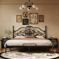 Lit double en fer forgé de luxe léger français, cadre en fer sculpté, pour chambre principale, 1,8 m 1,5 m, style vintage épaissi, garantie 10 ans