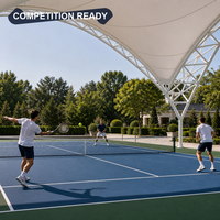 Abri sportif multi-terrains en membrane pour court de tennis, forme de selle, en treillis d'acier translucide, imperméable et résistant aux UV