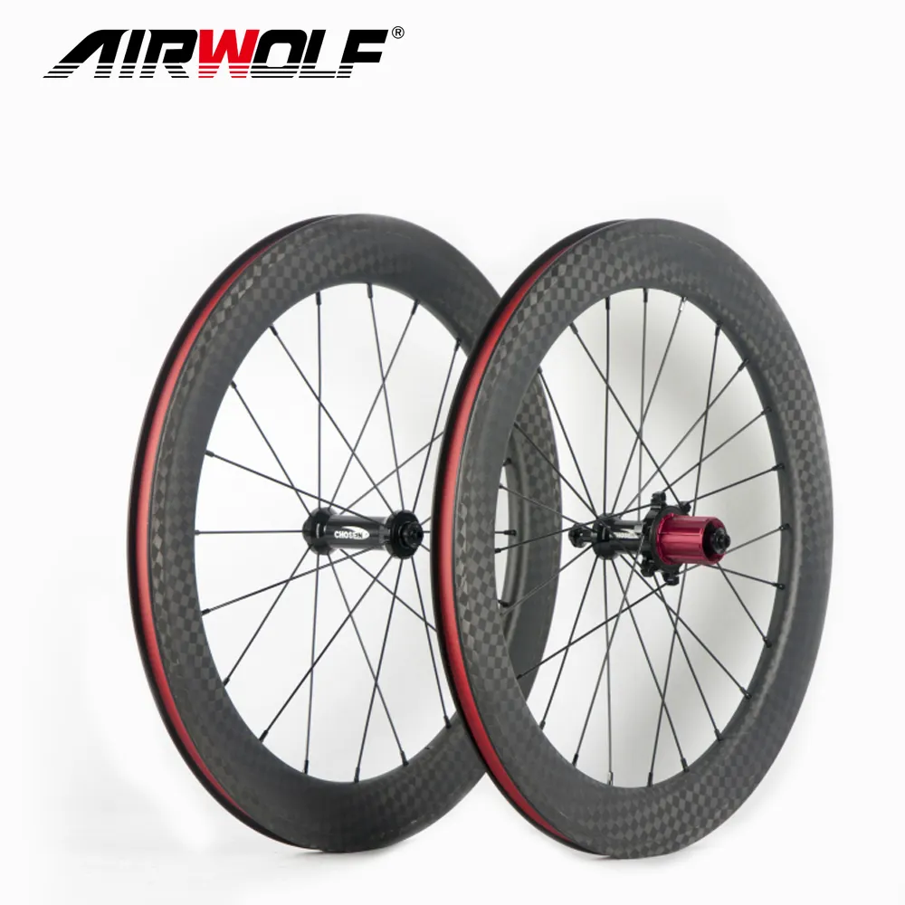Rueda de bicicleta plegable de 22 pulgadas, 451, 23mm de ancho y 50mm de profundidad, juego de ruedas de carretera de fibra de carbono bmx