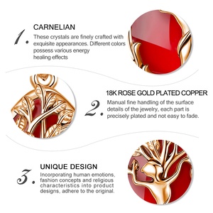 Joyería Espiritual al <span class=keywords><strong>por</strong></span> Mayor, Collar con Colgante de Árbol de la Vida en Cobre Chapado en <span class=keywords><strong>Oro</strong></span> Rosa de 18K con Incrustaciones de Piedra Roja en Forma de Lágrima - Product Image 6