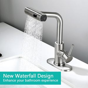 Tall Stainless Steel Single Handle Bathroom <strong>Faucet</strong> <strong>3</strong> Mode Pull <strong>Sprayer</strong> Modern 1 <strong>Hole</strong> Deck Plate <strong>Kitchen</strong> <strong>Faucets</strong> - Product Image 2