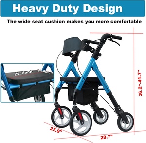 Siêu dễ dàng gấp barective Walker người cao niên nặng 10big bánh xe phía trước lăn di động đi bộ Hỗ trợ khung nhôm màu xanh - Product Image 2