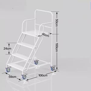 Industrial Ladder Warehouse Portable Aluminum Alloy Ladder with Handrail Steel Rolling Mobile Work Platform Ladder - Product Image 2