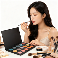 Palette de maquillage personnalisée à 15 compartiments, magnétique, pour fards à paupières, paillettes, multichrome, boîte en plastique carrée recyclée