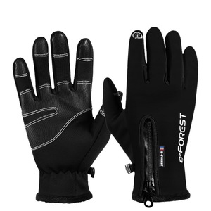 Gants en cuir à doigts entiers avec fermeture éclair, isolés thermiquement, coupe-vent, compatibles écran tactile, pour l'hiver, unisexes, pour la conduite et le ski - Product Image 4