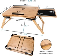 Combohome Bureau d'ordinateur moderne en bambou Table d'ordinateur pliable pour travailler sur le lit Table d'ordinateur portable pliable