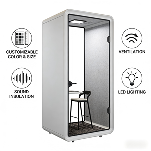 Cabina de Oficina Modular Moderna y Móvil, Cabina Insonorizada para Reuniones, Módulo de Oficina con Marco de Aluminio, Aislamiento Acústico, <span class=keywords><strong>Espacio</strong></span> de Trabajo Compartido - Product Image 2