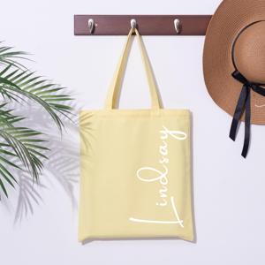Sac fourre-tout en coton biologique avec logo personnalisé, toile écologique avec longue poignée, recyclable et motif de lettres coloré - Product Image 3