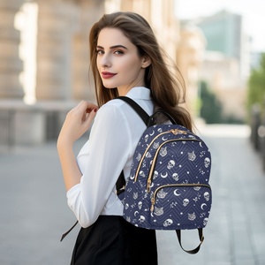 Customized Women Gold Zipper with Pocket Backpack Quilted Travel Backpack Lightweight Bookbag for Office Outdoor - Product Image 6