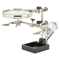 90mm Help Hand Magnifier With Soldering Stand Magnifying Glass 3x Auxiliary Clip Magnifier For Welding Detection Jewelry Loupe