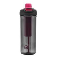 Bouteille d'eau en plastique avec infuseur de fruits et filtre, design minimaliste, type à pression, échantillon gratuit