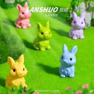 ตุ๊กตากระต่ายจิ๋ว Lanshuo ทำจากพลาสติกเรซิ่น สำหรับงาน DIY ตกแต่ง ประดับโต๊ะทำงาน สไตล์การ์ตูนหลากสีสัน - Product Image 4
