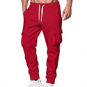 Pantalon de jogging décontracté pour homme en molleton avec cordon de serrage, doublé, coupe ample, multi-poches, pour le sport et la gym, jambe droite - Product Image 3