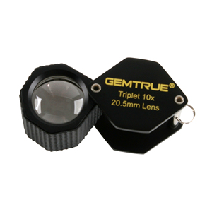 GemTrue DK18002 Black 10x Diamond Loupe 20.5mm with <strong>Triplet</strong> <strong>Lens</strong> and Comfortable Rubber Grip for Precise Grading - Product Image 5