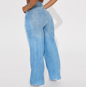 Vendita Diretta dalla Fabbrica Jeans da <span class=keywords><strong>Donna</strong></span> Personalizzati a Gamba Dritta e Vita Alta, Vestibilità Comoda, Stile Classico Baggy - Product Image 6