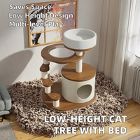 Arbre à chat à faible hauteur, structure d'escalade pour chat, tour à gratter multi-niveaux, plateforme de couchage pour chat pour petit appartement