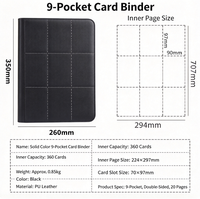 Album de cartes personnalisé à 9 pochettes avec fermeture éclair, en cuir PU imperméable, 360 pochettes pour cartes de jeu TCG