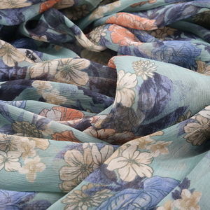 Coréen Belle Lumière En Crêpe de <span class=keywords><strong>Soie</strong></span> Imprimé Floral Imprimé En Mousseline De <span class=keywords><strong>Soie</strong></span> Georgette Tissu Pour Robe - Product Image 5
