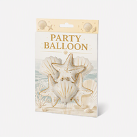 Décoration de fête sur le thème de l'océan, 6 ballons en aluminium en forme de coquillages et d'étoiles de mer blanc crème pour les magasins de décoration de fête et les chaînes de vente au détail