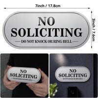 Panneau en aluminium personnalisé auto-adhésif « Interdiction de solliciter » 7x3 pouces, imperméable, antirouille, « Ne pas frapper ni sonner à la sonnette »