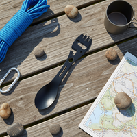 Ensemble d'outils de survie multifonctionnels en acier inoxydable 10-en-1 Bothwinner pour le camping en plein air, respectueux de l'environnement, avec fourchette, ouvre-bouteille, couteaux