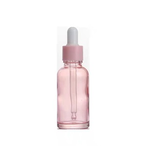Flacon compte-gouttes rond en verre rose mat/givré pour huiles essentielles, 30 ml/100 ml, pour cosmétiques et perruques - Product Image 4