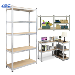 رفوف تخزين معدنية سوداء قابلة للتعديل والتركيب بدون براغي، 5 طبقات، متينة وقابلة للتكديس، مناسبة للمستودعات - Product Image 3