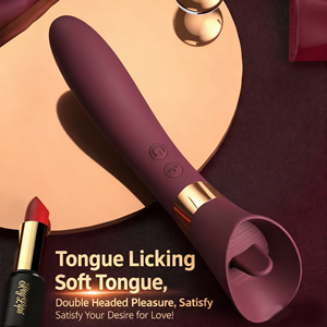 2-in-1 Tongue Licking G-Spot Clitoral Stimulator <b>Vibrator</b> 12-Speed USB Rechargeable IPx6 Waterproof Non-Latex Silicone+ABS 40 DB - Product Image 1