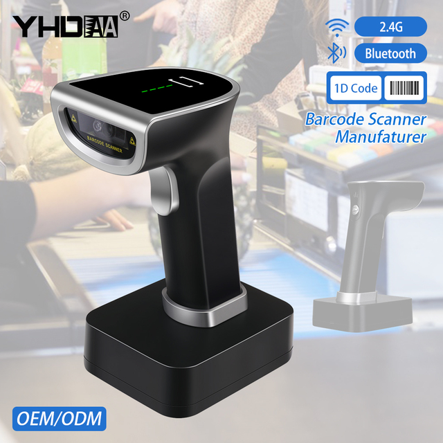 Barcode Scanner 2D QR 1D Bar Code Reader 2.4G Wireless Compatible with Bluetooth Drop Resistant for Windows Mac Android IOS