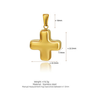 Colgantes y dijes de moda de acero inoxidable 316L chapados en oro PVD de 14K y 18K personalizados para hacer pulseras y dijes de cruz para la creación de joyas. - Product Image 6