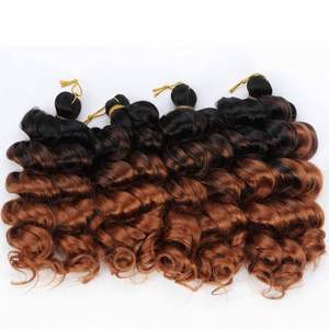 Extensions de cheveux synthétiques bouclés italiens en gros, 12 pouces, pré-étirées, tissage double machine, style français lâche noir - Product Image 2