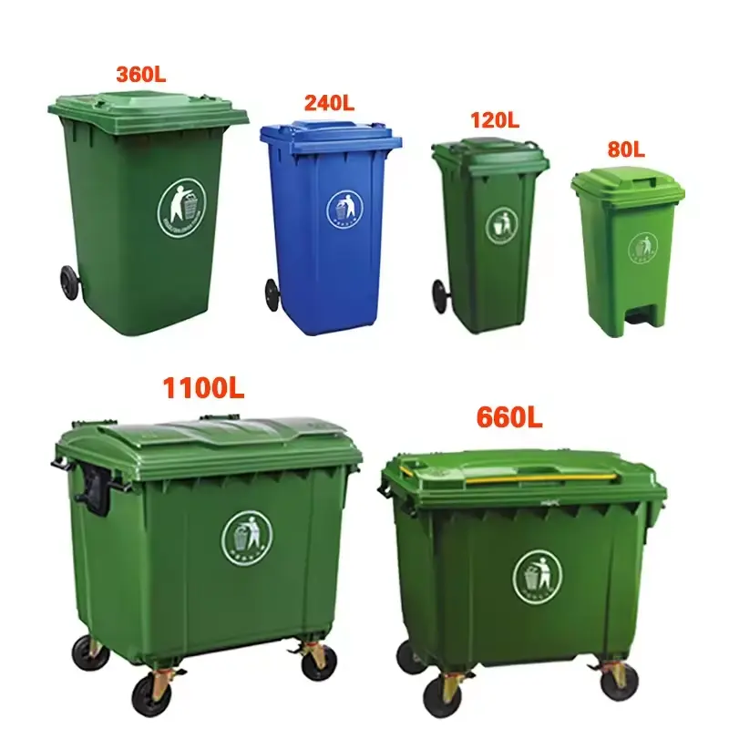 Outdoor Commercial Plastic Trash Can Outside Garden Large Dustbin Street Park Garbage Container Public Recyclebin