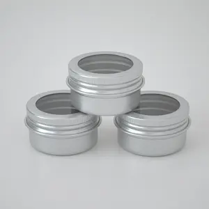 Empty Aluminum Jar Metal can round Candy Tins Cosmetic candle Packaging box containers snap lid tin pvc window