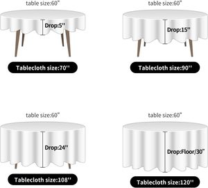 Wholesale Cheap Custom Fitted <b>Round</b> Woven Polyester White Wedding Tablecloths for Events 150-200gsm High Quality - Product Image 5