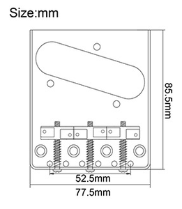 Pont de guitare électrique TL - 3 selles en acier réglables 76,5x85mm nickelées pour guitares électriques à 6 cordes - Product Image 6