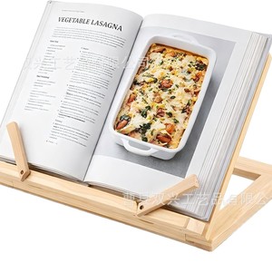 Wooden Book <b>Stand</b> <b>Tablet</b> Holder Adjustable Angle Desk Rack <b>For</b> Books Cookbooks Magazines Recipes Reading Kitchen Countertop Use - Product Image 5