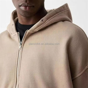 Sweat à capuche d'hiver personnalisé 500gsm épais avec fermeture éclair Fabricants de sweats à capuche zippés unis à la mode Sweat à capuche zippé en coton épais - Product Image 3