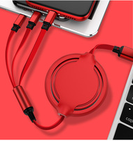 Benutzer definiertes einziehbares 3-in-1-Ladekabel 3-in-1-Telefon-Ladekabel 2A für Telefon 14 15 Micro-Typ-C-Flüssig silikon kabel