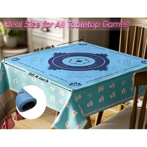 Tapis de Mahjong Premium en Velours Bleu 32,4 Pouces Pliable Lavable en Machine Multi-jeux avec Sac de Transport Décorations de Fête En Stock - Product Image 4