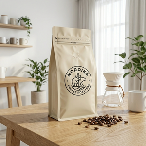 Sac à café avec valve et fermeture éclair, imprimé sur mesure en usine, fond plat, 250g 1kg, compostable, biodégradable - Product Image 2
