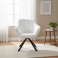 Fauteuil pivotant moderne et durable avec base métallique à 4 étoiles, blanc, garantie 3 ans, pour salon, bureau, réception, salle de séjour