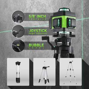 Niveau laser autonivelant rechargeable à 16 lignes, lumière verte, trépied 3604D, lignes croisées verticales et horizontales, construction durable, étui - Product Image 4